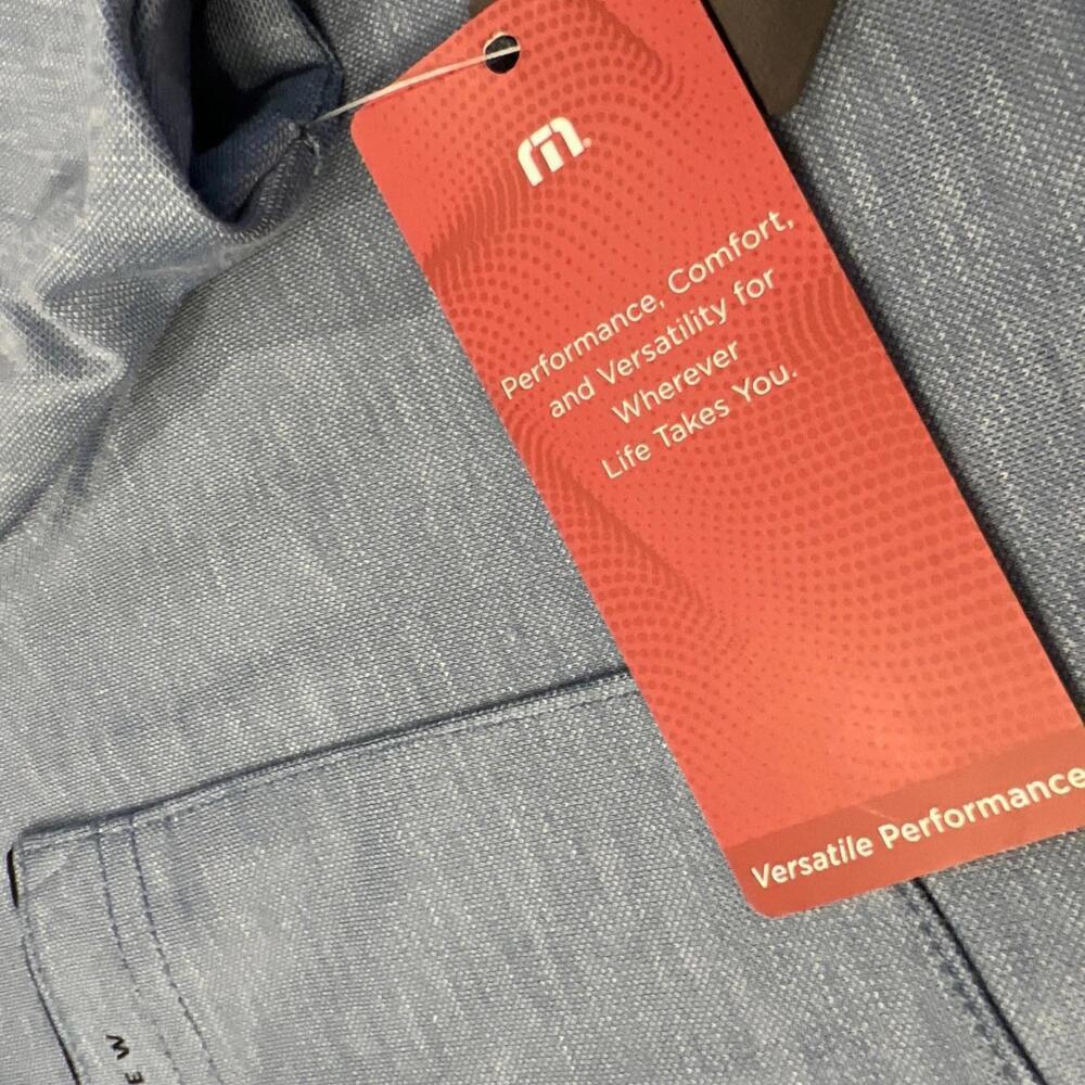 $110 Travis Mathew Blue Featherweight Golf Polo Shirt Size XL Heater Men’s New - Picture 8 of 8